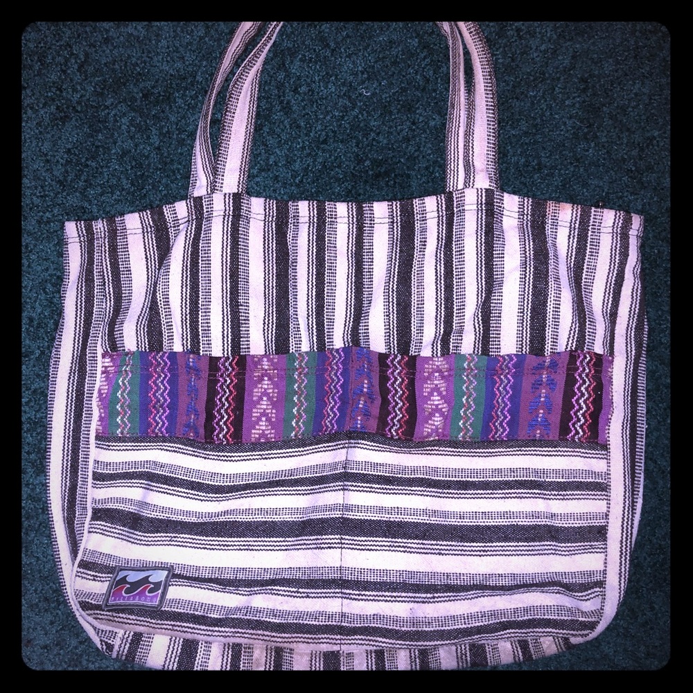 Stripped & patterned Billabong beach bag